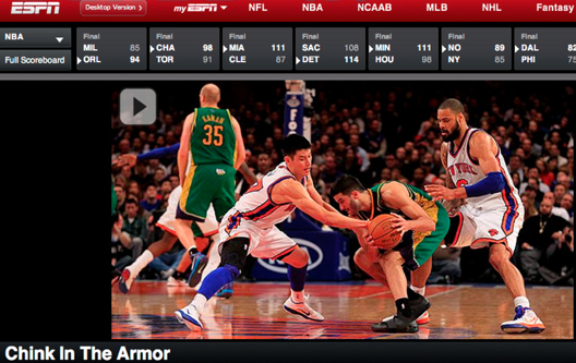 Jeremy Lin's chink in the armor, the headline-writer means
