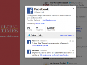 Global Times follows @facebook