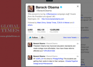 Global Times follows @BarackObama