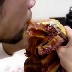 How’s This For A Lunch Hour Post: Man Eats Whopper With 1,050 Slices Of Bacon