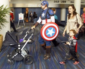 Captain America at airport