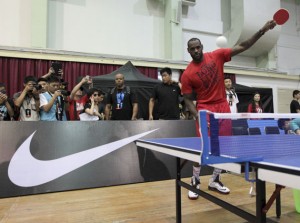 LeBron playing ping-pong