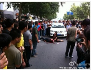 Chinese protester hurt