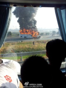 Bus in flames