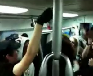 Laowai yuk it up on Beijing subway