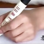 Chinese Woman Writes With Both Hands Concurrently In English And Chinese