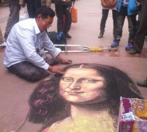 Street Artist Does Damn Good Chalk Etching Of Mona Lisa (Video)