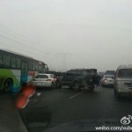 Beijing traffic accident due to slick roads