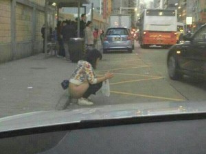 Chinese woman squatting