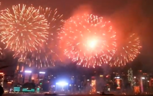 Hong Kong Victoria Harbor fireworks 2013