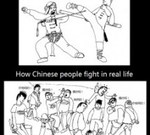 Laowai Comics: Movies vs. Reality, Chinese Fight Version