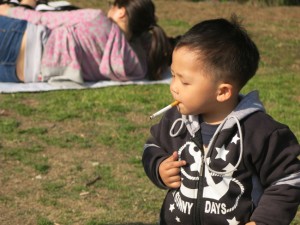 Chinese cigarette smoking baby in Shanghai 2