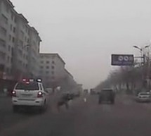 Shocking Hit-And-Run In Northeast China As Cop Car Speeds Away From Scene