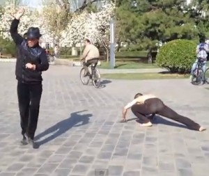 Weird Gangnam Style in Beijing park