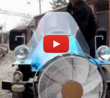 A Homemade, Electric, Possibly Wind-Powered Soapbox Derby Car In Rural China