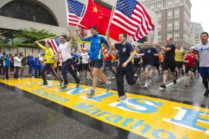 Boston Marathon flags