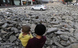 Car alone in parking lot demolish