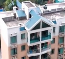 Crazy Kids Use Slanted Rooftop As Slide
