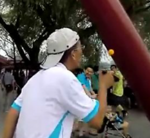 One-man ping pong at the park