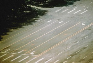 Tiananmen Tank Man without the man, tanks