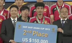 China 2nd place in East Asian Cup - close-up