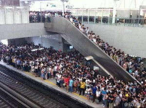 Congestion at Xierqi subway station in Beijing