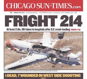 Fright 214 - Chicago Sun-Times headline