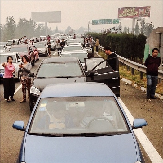 Traffic jam in south Beijing