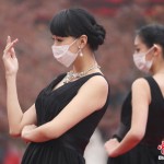 Models wear masks in Nanjing