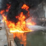 Wenzhou river caught on fire