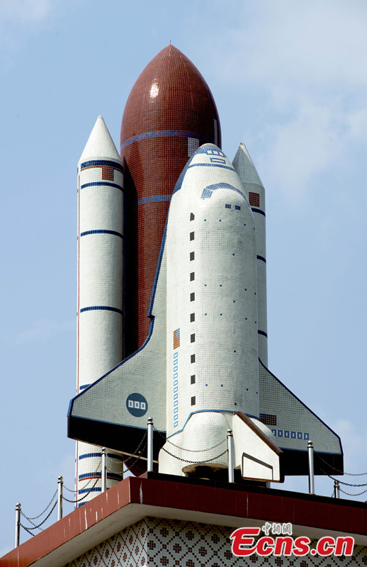 Model rocket on top of building 2