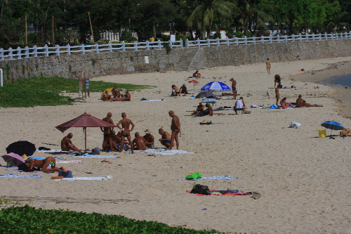 Nude sun bathing Sanya Beach Hainan 3