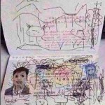 Child draws on dad's passport . credit the family please