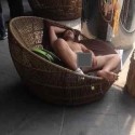 Naked Man Passes Out Spread-Eagle On Sanlitun Wicker Seat
