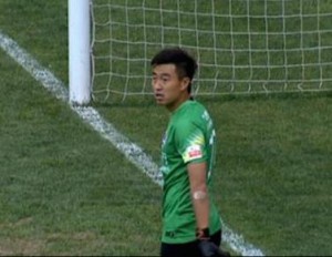 Chongqing goalkeeper after conceding goal